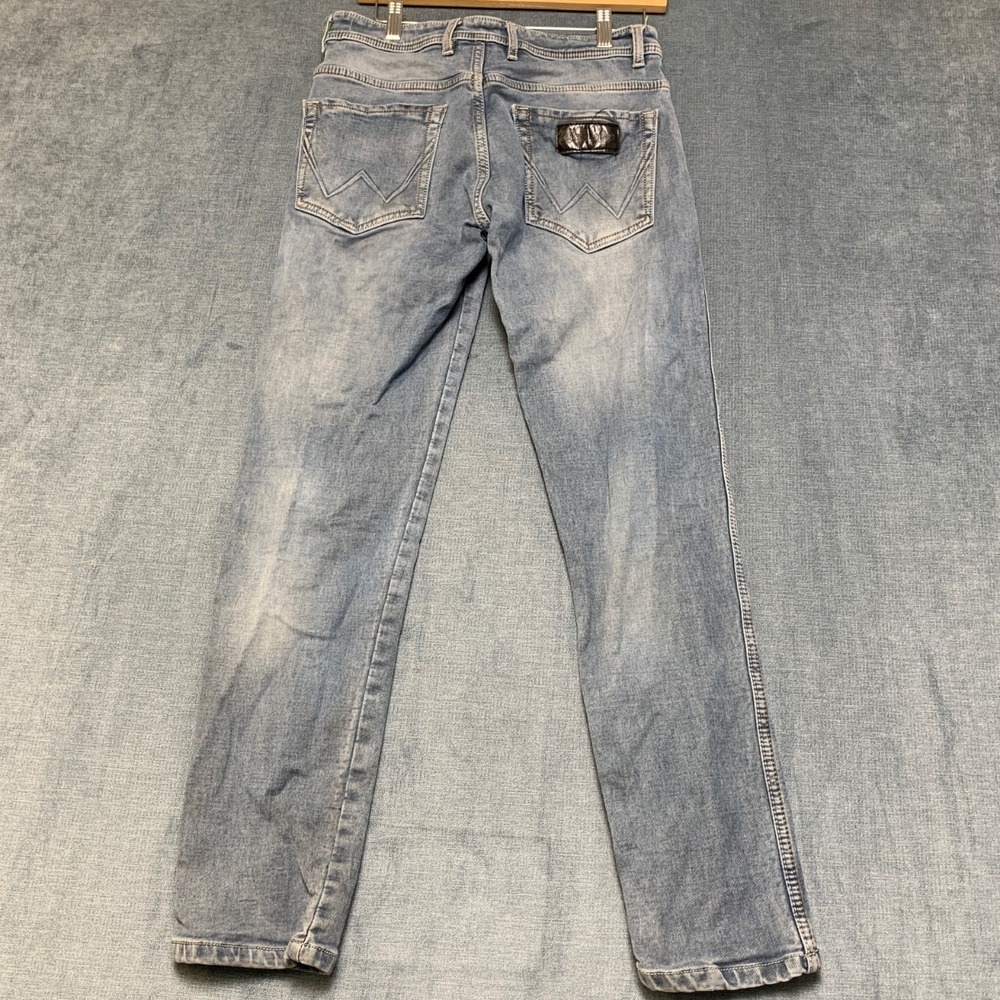 Wrangler Cowboy Jeans Mens 32 Blue Denim Comfort Fit Everyday Wear Skinny Leg